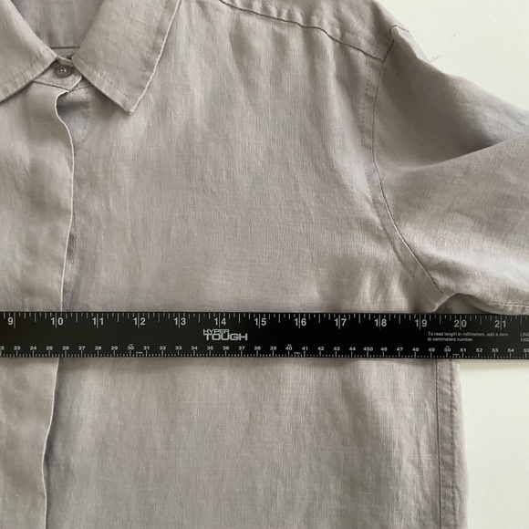 Pure Amici Women’s Shirt Sz S Gray Button Up Linen Classic Preppy Office Siren - Picture 5 of 12